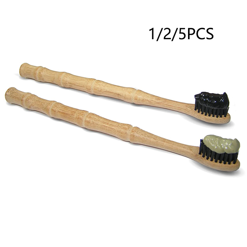 Bamboo Toothbrush - 1/2/5 Pcs 천연 생분해성 대나무 칫솔: