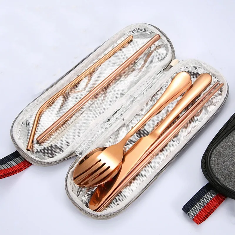 Bamboo Cutlery - 식기 재사용 가능한 여행 칼 세트