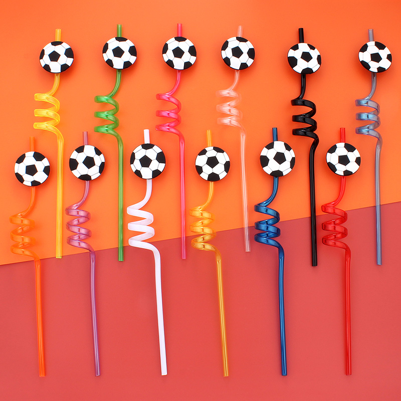 12pcs 축구 테마 빨대, 재사용 가능한 홈 파티,  - Reusable Straw 리뷰 및 가격