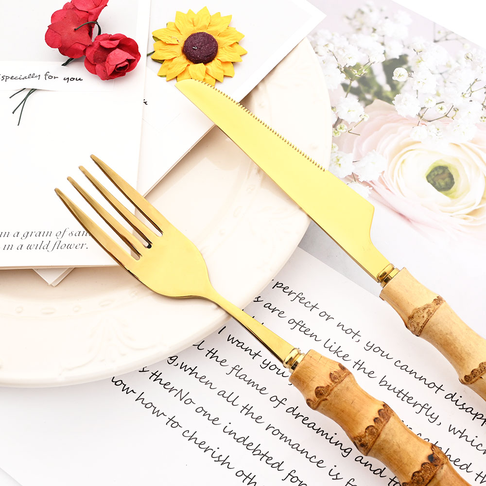 Drmfiy 골드 디너 포크 커트레이 세트, 스테인리스 - Bamboo Cutlery 리뷰 및 가격