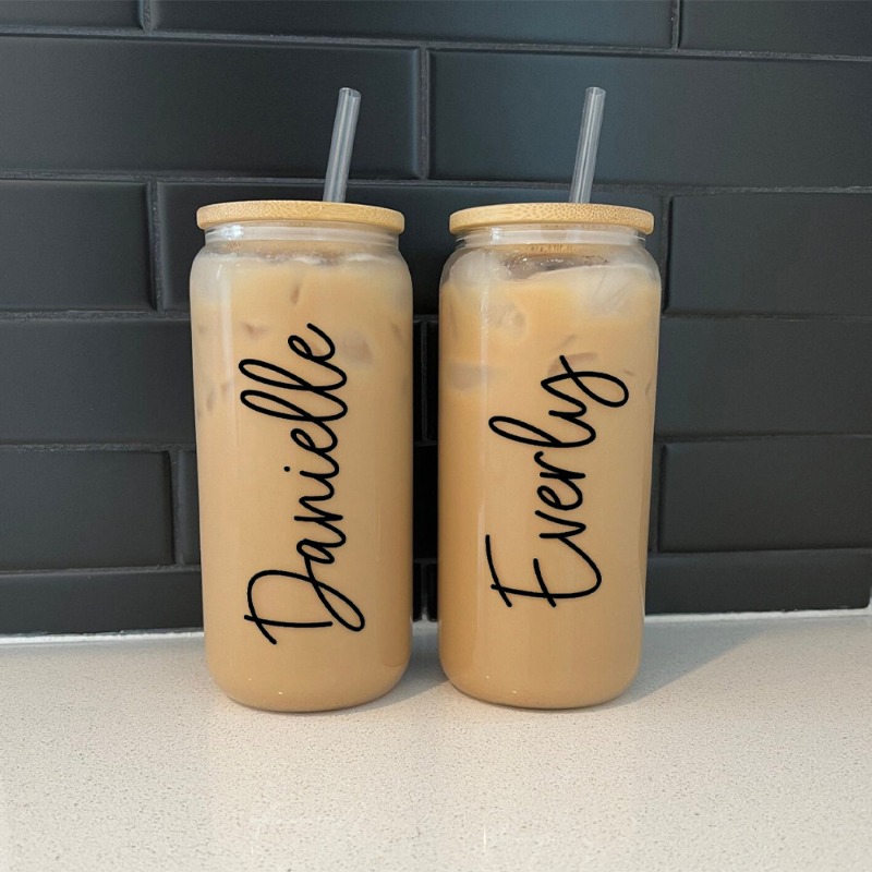 이름이 새겨진 맞춤형 유리 아이스 커피 컵(뚜껑 및 빨 - Reusable Straw 리뷰 및 가격