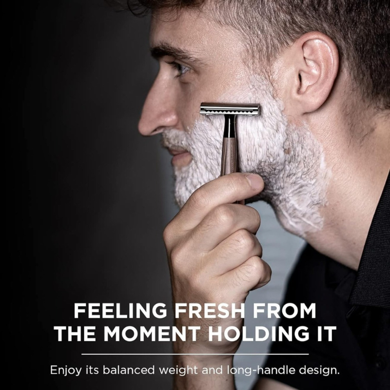 고급 이중날 안전 면도기, 목재 느낌 손잡이, 고강도  - Safety Razor Handle 리뷰 및 가격